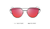 POLYREAL 2017 New Cat Eye Sunglasses Women Brand Designer Female Twin-Beams Rose Gold Mirror Sun Glasses Cateye Sunglasses UV400