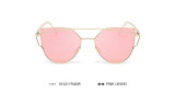 POLYREAL 2017 New Cat Eye Sunglasses Women Brand Designer Female Twin-Beams Rose Gold Mirror Sun Glasses Cateye Sunglasses UV400