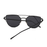POLYREAL 2017 New Cat Eye Sunglasses Women Brand Designer Female Twin-Beams Rose Gold Mirror Sun Glasses Cateye Sunglasses UV400