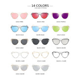 POLYREAL 2017 New Cat Eye Sunglasses Women Brand Designer Female Twin-Beams Rose Gold Mirror Sun Glasses Cateye Sunglasses UV400