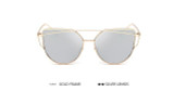 POLYREAL 2017 New Cat Eye Sunglasses Women Brand Designer Female Twin-Beams Rose Gold Mirror Sun Glasses Cateye Sunglasses UV400