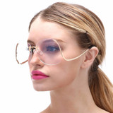 POLYREAL  Sunglasses Women Vintage Oversized Rimless Large Female Transparent Gradient Clear Lens Sun Glasses Frame Eyewear