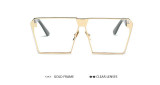 POLYREAL 2017 New Women Oversized Square Sunglasses Men Unique Shield UV400 Gradient Vintage Eyeglasses For Female Male