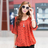 Polka Dot Print Chiffon Blouse Plus Size Casual Shirts Women Clothing Spring Summer Fashion Tops Blusas Camisas Femininas