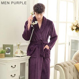 On Sale Men's Classic Kimono Bath Robe Silk Flannel Long Bathrobe Men Winter Warm Robes Male Dressing Gown Mens Lounge Bathrobes