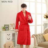 On Sale Men's Classic Kimono Bath Robe Silk Flannel Long Bathrobe Men Winter Warm Robes Male Dressing Gown Mens Lounge Bathrobes