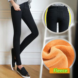 On sale 2018 autumn winter Women ladeis High Waist thick warm Jeans Casual Denim Skinny Pencil Pants tight slim female trousers