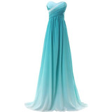 Ombre Prom Dresses Grace Karin Strapless Chiffon Blue Rainbow Elegant Formal Gowns Green Gradient Long Wedding Party Dress Prom