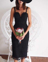 Olrain New Women Sexy Sleeveless Lace Crochet Hollow Out Slim Spaghetti Strap Sheath Dress with Linings Olrain New Women Sexy Sleeveless Lace Crochet Hollow Out Slim Spaghetti Strap Sheath Dress with Linings