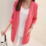 OLGITUM New Women Spring/ Autumn Sweater 2017 Long Cardigan Korean Slim Pocket Loose Knit Sweater Outwear Coat SW522