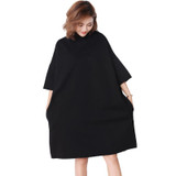 Oladivi Spring Plus Size Women Dress Casual Solid Turtleneck Loose Style Long Top Tunic Female Fashion Oversize Dresses Vestido
