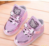 KKABBYII New Baby Girls LED Light Shoes Anti-Slip Sports Kids Sneakers Children's Hello Kitty Chaussure Enfant Size 21-30