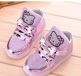 KKABBYII New Baby Girls LED Light Shoes Anti-Slip Sports Kids Sneakers Children's Hello Kitty Chaussure Enfant Size 21-30