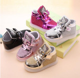KKABBYII New Baby Girls LED Light Shoes Anti-Slip Sports Kids Sneakers Children's Hello Kitty Chaussure Enfant Size 21-30