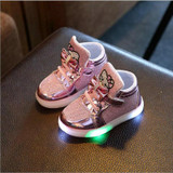 KKABBYII New Baby Girls LED Light Shoes Anti-Slip Sports Kids Sneakers Children's Hello Kitty Chaussure Enfant Size 21-30
