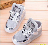 KKABBYII New Baby Girls LED Light Shoes Anti-Slip Sports Kids Sneakers Children's Hello Kitty Chaussure Enfant Size 21-30