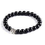 Kittenup Fashion Men's Bracelet Gold Color Silver Color Buddha skull Elastic Black  Beaded Tibet Charm Lucky bracelets for women