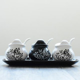 kitchen spice jar seasoning box seasoning bottle seasoning box sauce pot with pallet ceramic set