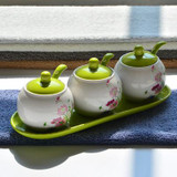 kitchen spice jar seasoning box seasoning bottle seasoning box sauce pot with pallet ceramic set