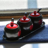 kitchen spice jar seasoning box seasoning bottle seasoning box sauce pot with pallet ceramic set