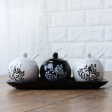 kitchen spice jar seasoning box seasoning bottle seasoning box sauce pot with pallet ceramic set