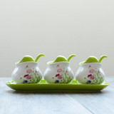 kitchen spice jar seasoning box seasoning bottle seasoning box sauce pot with pallet ceramic set