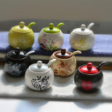 kitchen spice jar seasoning box seasoning bottle seasoning box sauce pot with pallet ceramic set
