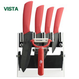 Kitchen knives Ceramic Knives Cook Set 3" Paring 4" Utility 5" Slicing 6" chef Knife+Holder+Peeler Sharp Black Blade