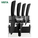 Kitchen knives Ceramic Knives Cook Set 3" Paring 4" Utility 5" Slicing 6" chef Knife+Holder+Peeler Sharp Black Blade