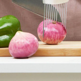 Kitchen Gadgets Handy Stainless Steel Onion Holder Tomato Slicer Vegetable Cutter Safety Cooking Tools