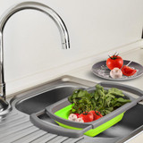 Kitchen Collapsible Silicone Colander Strainer Expands to 24" Over the Sink Basket Cooking Water Drainage