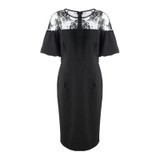 Kissmilk Women Plus Size Ruffles Shoulder Midi Party Dress OL Sexy Lace Dress Patchwork Bodycon Big Size Pencil Dress 5XL 6XL