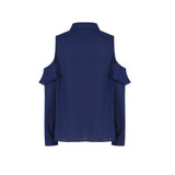 Kissmilk Plus Size Women Clothing Cold Shoulder Ruffle Detail Blouse Casual Long Sleeve Blouse Shirt Big Size Ladies Blouse