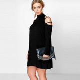 Kissmilk Plus Size New Fashion Women Clothing Casual Solid Cold Shoulder Dress Long Sleeve Basic Big Size Dress3XL 4XL 5XL 6XL