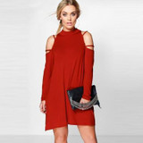 Kissmilk Plus Size New Fashion Women Clothing Casual Solid Cold Shoulder Dress Long Sleeve Basic Big Size Dress3XL 4XL 5XL 6XL