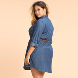 Kissmilk Plus Size New Fashion Women Clothing Casual Loose Dress Distressed Long Sleeve Big Size Demin Dress 3XL 4XL 5XL 6XL