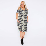 Kissmilk Plus Size New Fashion Women Clothing Casual Camouflage Cold Shoulder Dress Short Sleeve Big Size Dress 3XL 4XL 5XL 6XL