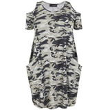 Kissmilk Plus Size New Fashion Women Clothing Casual Camouflage Cold Shoulder Dress Short Sleeve Big Size Dress 3XL 4XL 5XL 6XL