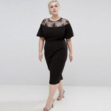 Kissmilk Plus Size New Fashion Women Clothing Basic Streetwear OL Sexy Lace Dress Patchwork Slim Big Size Dress 3XL 4XL 5XL 6XL