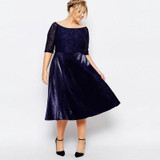 Kissmilk Plus Size Fashion Women Clothing Elegant Lace Patchwork Ladies Dress Bardot Full Big Size Midi Dress 3XL 4XL 5XL 6XL