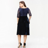 Kissmilk Plus Size Fashion Women Clothing Elegant Lace Patchwork Ladies Dress Bardot Full Big Size Midi Dress 3XL 4XL 5XL 6XL