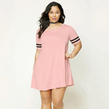 Kissmilk Big Size Fashion Women Clothing Casual Basic Solid Dress O-Neck Stripe Comfortable Dress Plus Size Dress 4XL 5XL 6XL