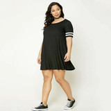 Kissmilk Big Size Fashion Women Clothing Casual Basic Solid Dress O-Neck Stripe Comfortable Dress Plus Size Dress 4XL 5XL 6XL