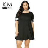 Kissmilk Big Size Fashion Women Clothing Casual Basic Solid Dress O-Neck Stripe Comfortable Dress Plus Size Dress 4XL 5XL 6XL