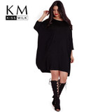 Kissmilk 2018 Big Size New Fashion Women Clothing Casual Brief Solid O-Neck Loose Summer Dress Plus Size Dress 4XL 5XL 6XL