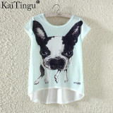 KaiTingu Fashion Summer Kawaii Cute T Shirt Harajuku High Low Style Cat Print T-shirt Short Sleeve T Shirt Women Tops Plus Size
