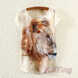 KaiTingu 2017 New Design Fashion Vintage Spring Summer T Shirt Women Tops Tshirt Animal Princess Print T-shirt Woman Clothes