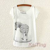 KaiTingu 2017 New Design Fashion Vintage Spring Summer T Shirt Women Tops Tshirt Animal Princess Print T-shirt Woman Clothes
