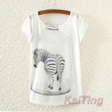 KaiTingu 2017 New Design Fashion Vintage Spring Summer T Shirt Women Tops Tshirt Animal Princess Print T-shirt Woman Clothes