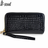 2 Zippers Brand Long Design Casual Female Purses Fashion Women Wallets Good Quality Patent Leather Wallets Ladies Purses sc0065K